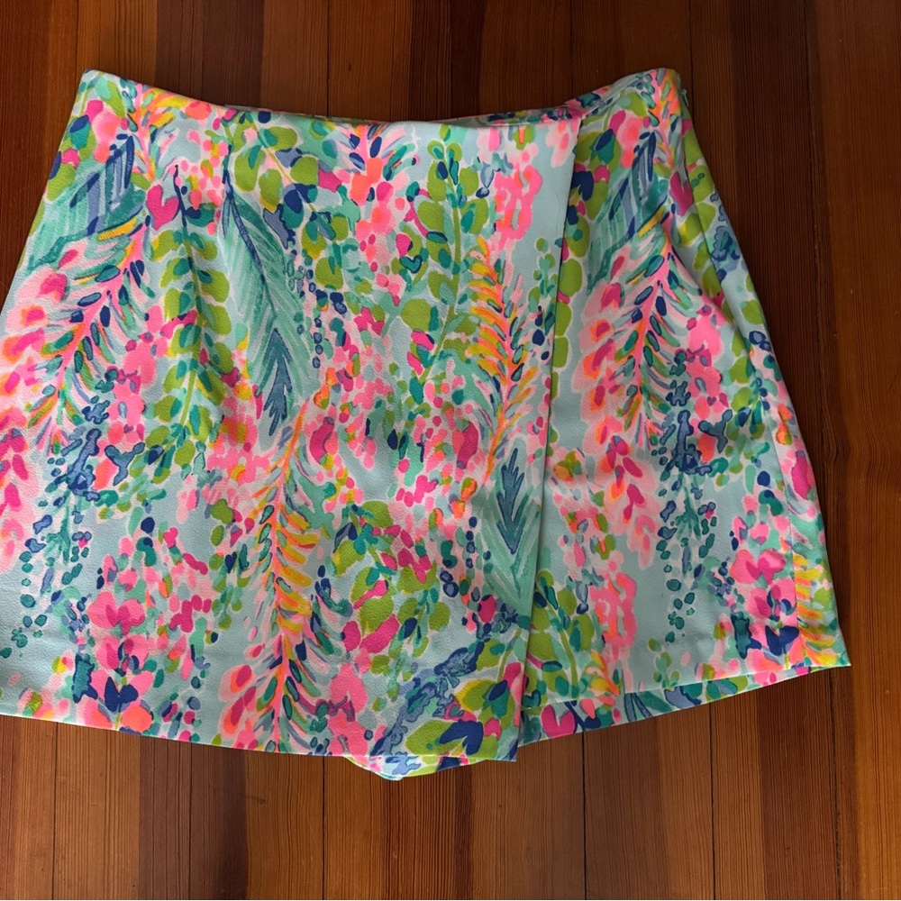Lilly Pulitzer Cassia - Waterlilies- Floral Skirt/Skort - Aqua, Pink & Lime-10